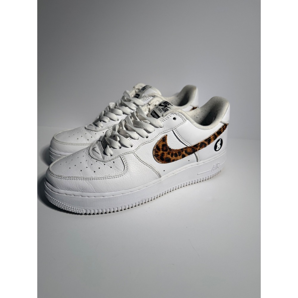 Nike Air Force 1 Low Supreme Goodenough Mens Size 9 White Leopard CU9225-100 - Picture 1 of 8
